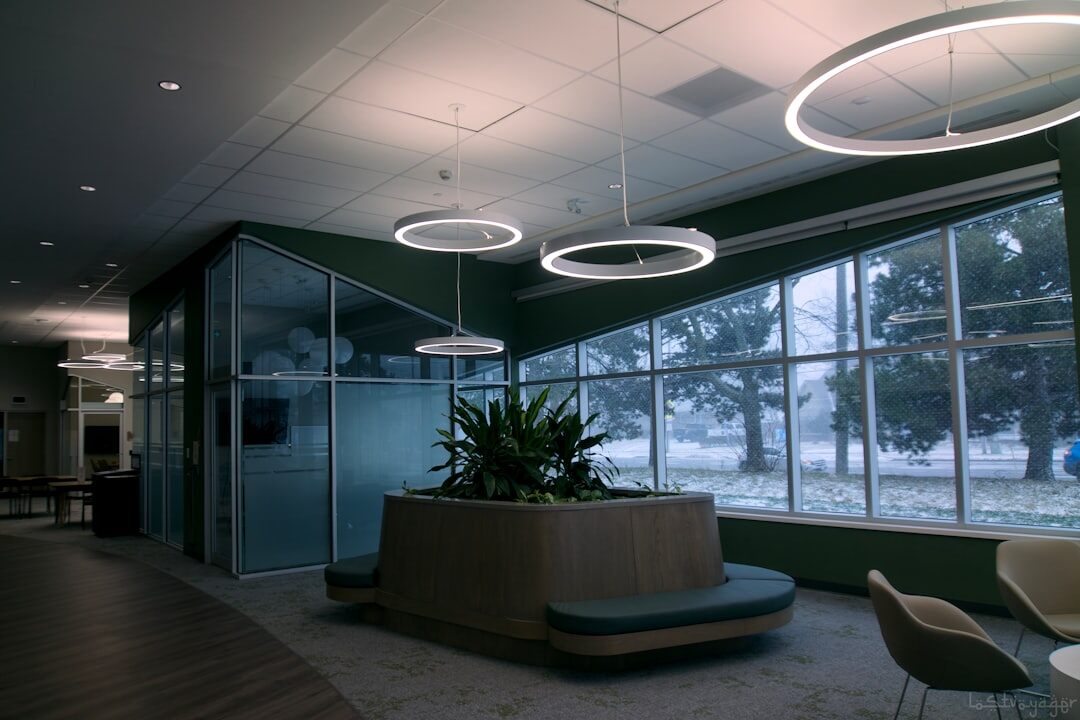 Modern media training center reception area